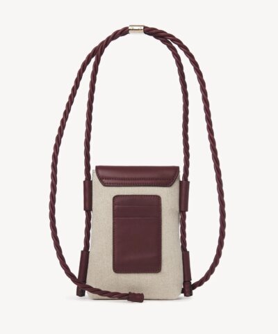 Chloe Key Phone Pouch With Flap In Linen & Shiny Calfskin