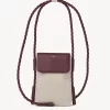 Chloe Key Phone Pouch With Flap In Linen & Shiny Calfskin
