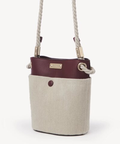 Chloe Small Key Bucket Bag In Linen & Shiny Calfskin