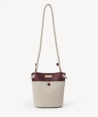 Chloe Small Key Bucket Bag In Linen & Shiny Calfskin