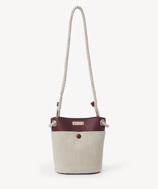 Chloe Small Key Bucket Bag In Linen & Shiny Calfskin