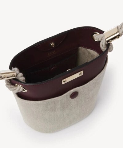 Chloe Small Key Bucket Bag In Linen & Shiny Calfskin