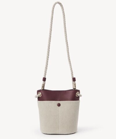 Chloe Small Key Bucket Bag In Linen & Shiny Calfskin