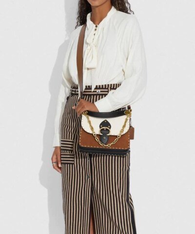 Coach Beat Shoulder Bag In Colorblock With Rivets