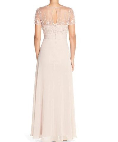 JS Collections Embellished Mesh & Chiffon Gown
