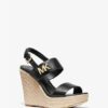 MICHAEL MICHAEL KORS Deanna Leather and Jute Wedge Sandals