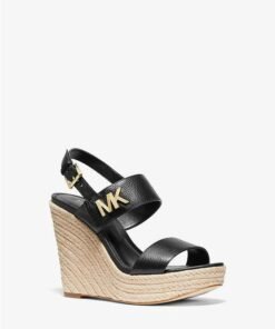 MICHAEL MICHAEL KORS Deanna Leather and Jute Wedge Sandals