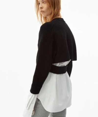 Alexander Wang Bi-Layer Oxford Shirting Cardigan
