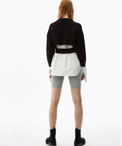 Alexander Wang Bi-Layer Oxford Shirting Cardigan