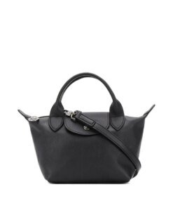 Longchamp Le Pliage Black Leather Bag With Strap
