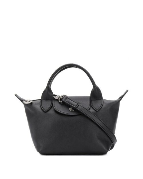 Longchamp Le Pliage Black Leather Bag With Strap