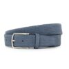 Canali Blue-Grey Suede Leather Belt With Woven Texture
