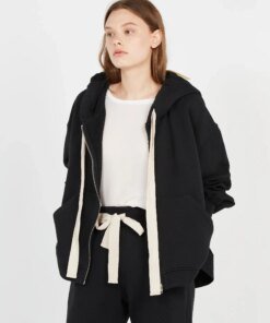 Max & Co Black Cotton Zip-Up Hoodie