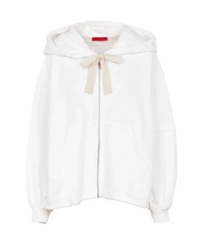 Max & Co White Cotton Zip-Up Hoodie