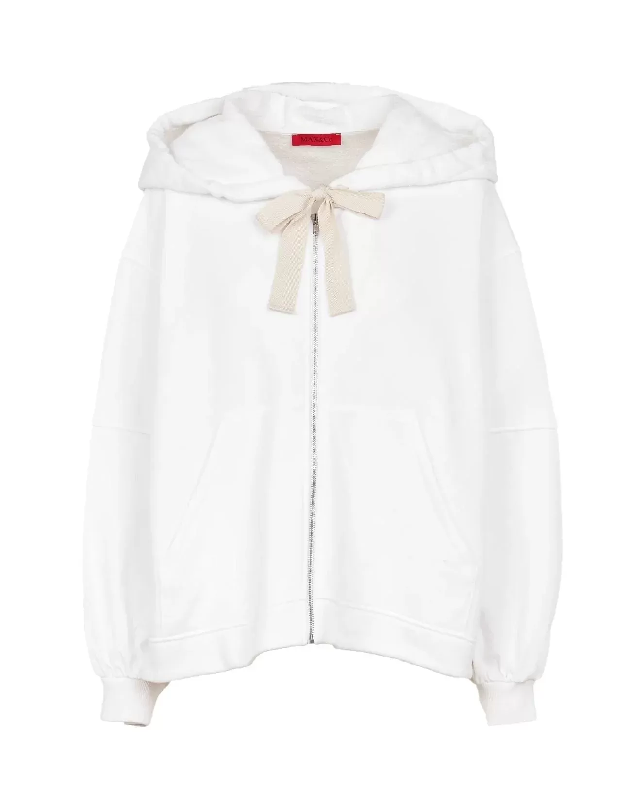 Max & Co White Cotton Zip-Up Hoodie