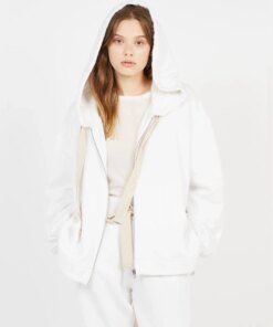 Max & Co White Cotton Zip-Up Hoodie