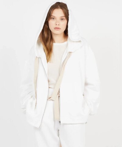 Max & Co White Cotton Zip-Up Hoodie