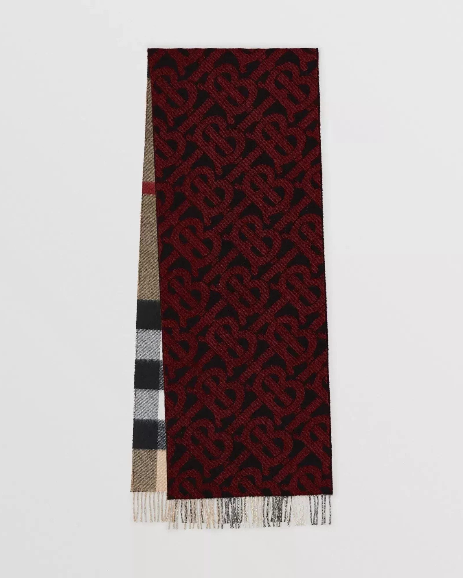 Burberry Reversible Check and Monogram Cashmere Scarf