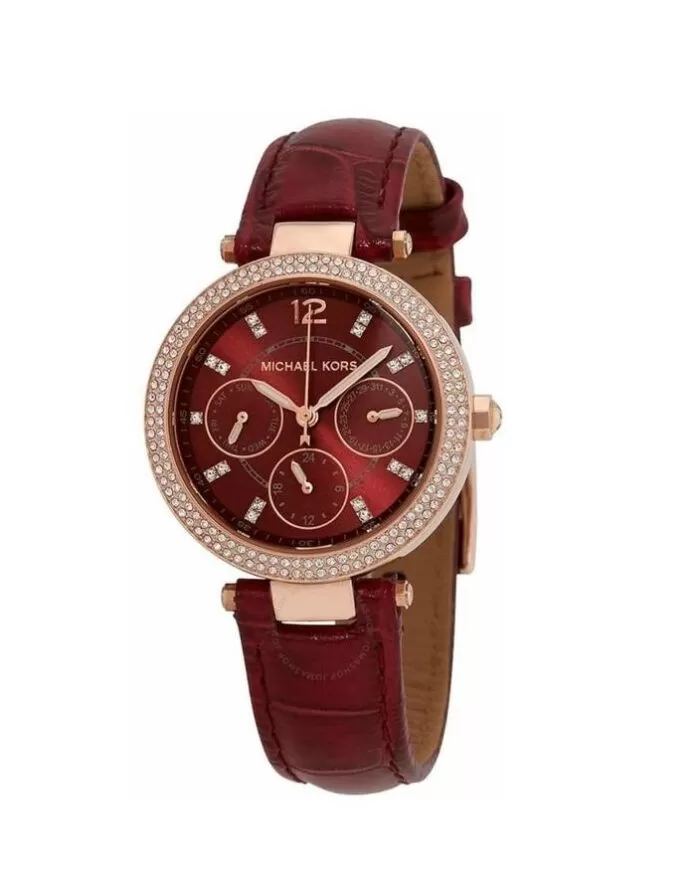 Michael Kors Mini Parker Multifunction Red Strap Watch MK6451