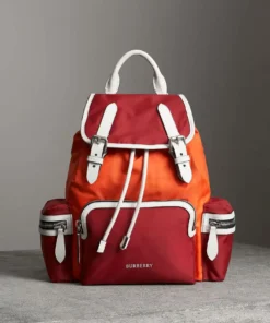 Burberry Leather-Trimmed Color-Block Shell Backpack