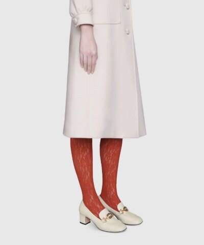 Gucci White Zumi Leather Mid-Heel Loafer