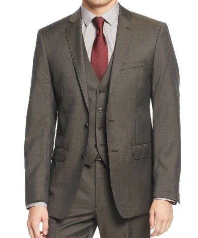 Calvin Klein Sharkskin Vested X Slim Fit 3 Piece Men's Suit