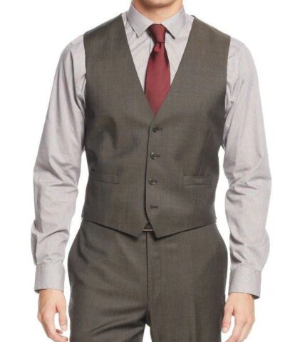 Calvin Klein Sharkskin Vested X Slim Fit 3 Piece Men's Suit-CALVIN KLEIN-Fashionbarn shop