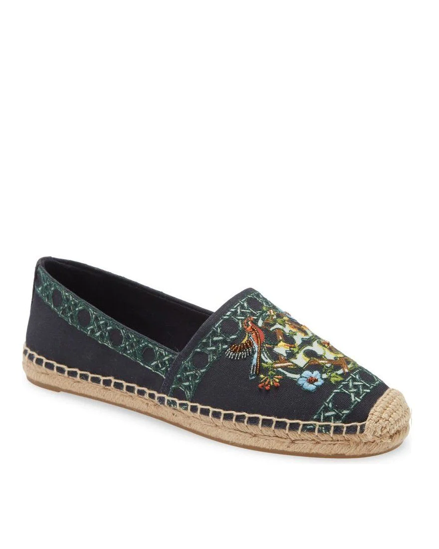 Tory Burch Beaded & Embroidered Canvas Espadrille
