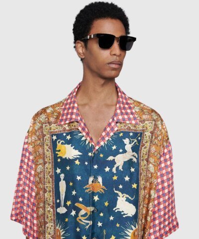 Gucci Square Metal And Acetate Sunglasses