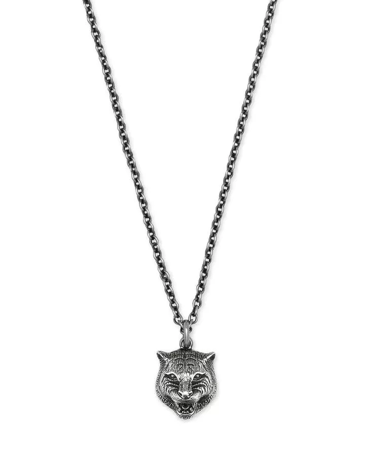 Gucci Feline Head Sterling Silver Necklace