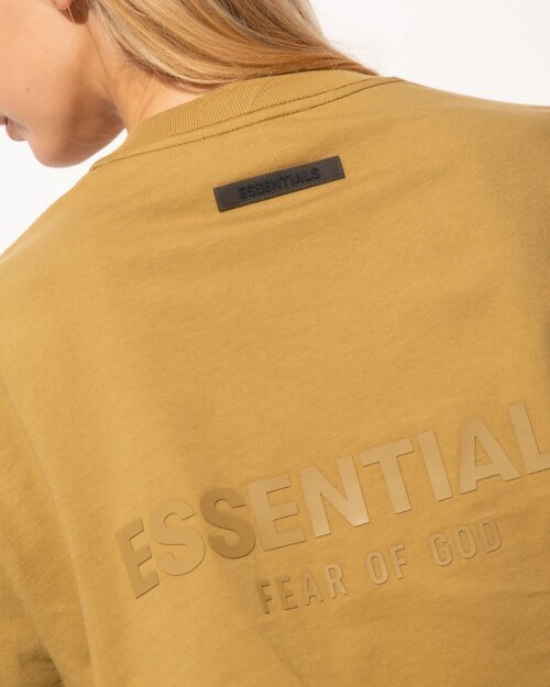 Fear Of God Essentials Summer Back Logo Tee In Amber