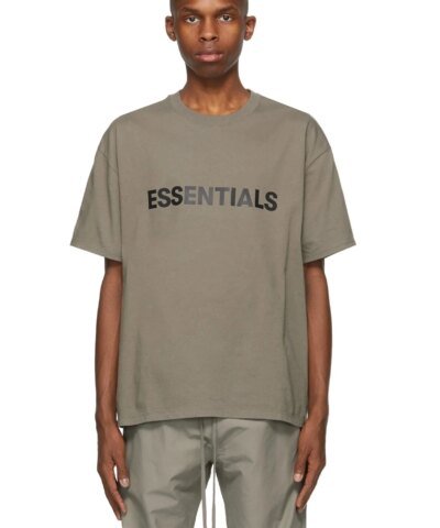 Essentials Men's Boxy T-Shirt Applique Logo Taupe