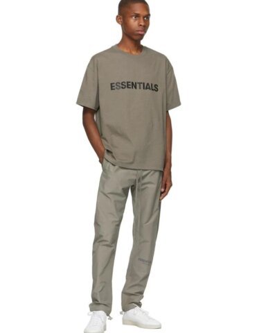 Essentials Men's Boxy T-Shirt Applique Logo Taupe