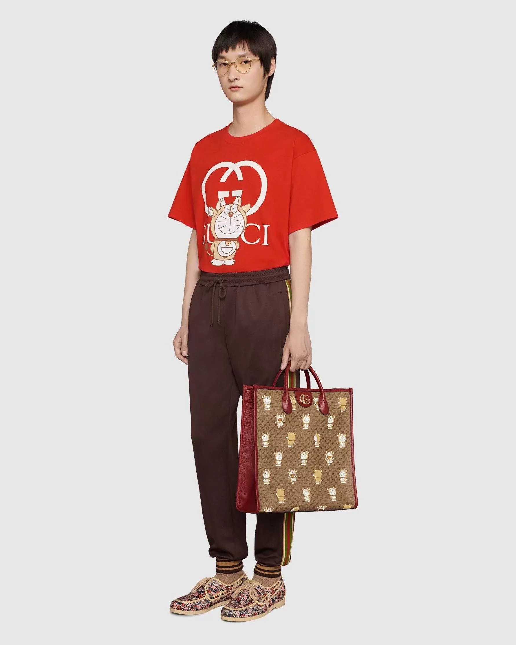 Gucci x Doraemon Oversize T-Shirt, Red