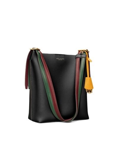 Tory Burch Perry Leather Bucket Bag, Black