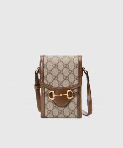 Gucci Horsebit 1955 Mini Bag, Brown Leather Trim