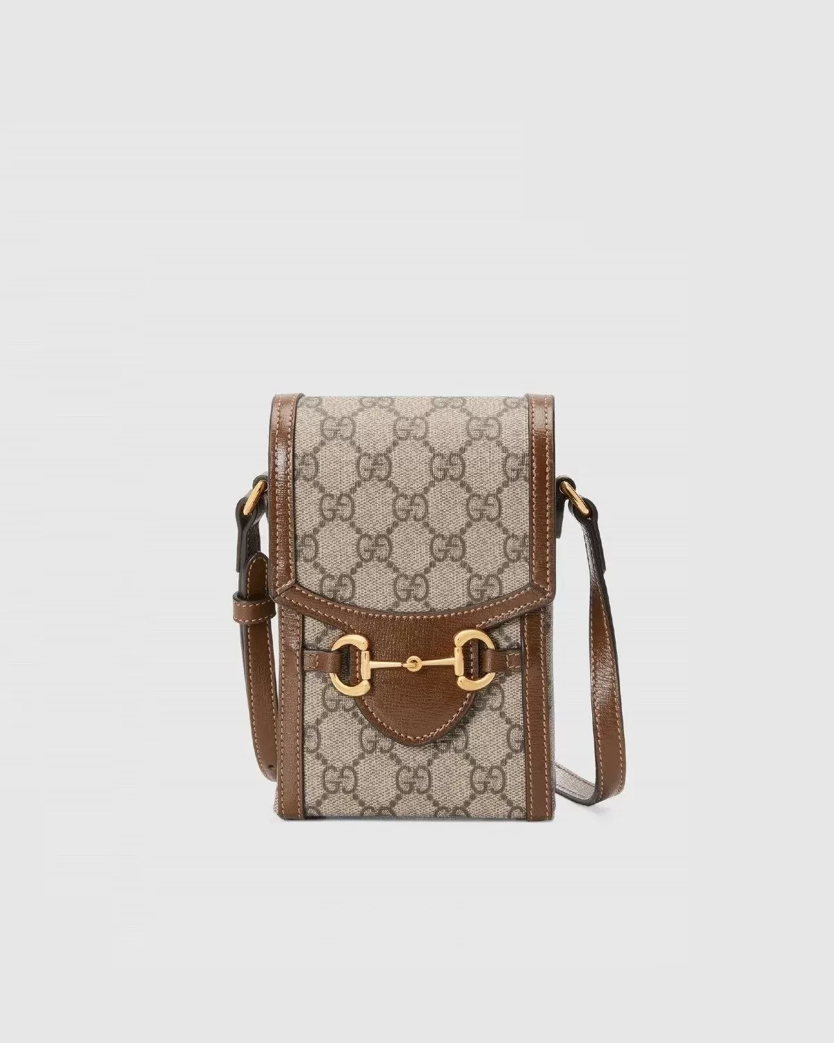Gucci Horsebit 1955 Mini Bag, Brown Leather Trim