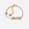 Dior J'Adior Bracelet Antique Gold Metal, White Resin Pearls and Crystals
