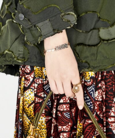 Dior J'Adior Bracelet Antique Gold Metal, White Resin Pearls and Crystals