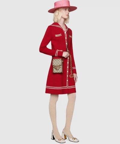 Gucci Horsebit 1955 Mini Bag, White Leather Trim