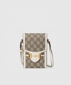 Gucci Horsebit 1955 Mini Bag, White Leather Trim