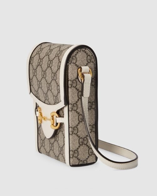 Gucci Horsebit 1955 Mini Bag, White Leather Trim