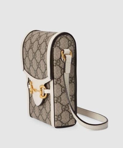 Gucci Horsebit 1955 Mini Bag, White Leather Trim