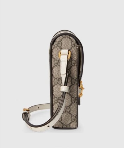 Gucci Horsebit 1955 Mini Bag, White Leather Trim