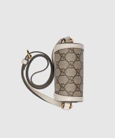 Gucci Horsebit 1955 Mini Bag, White Leather Trim