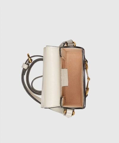 Gucci Horsebit 1955 Mini Bag, White Leather Trim