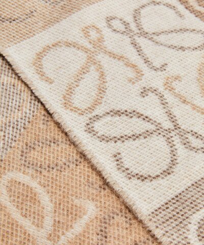 Loewe Fringed Wool and Cashmere-blend Jacquard Scarf, White/Beige