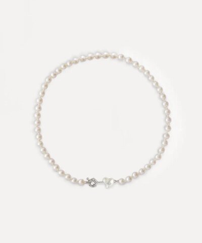 Vivienne Westwood Lynette Faux Pearl Necklace Silver-Tone