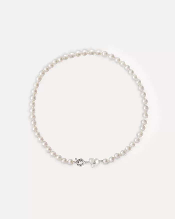 Vivienne Westwood Lynette Faux Pearl Necklace Silver-Tone