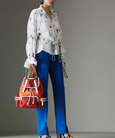 Burberry Leather-Trimmed Color-Block Shell Backpack